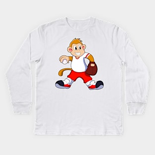 Monkey Baseball Baseball glove Kids Long Sleeve T-Shirt